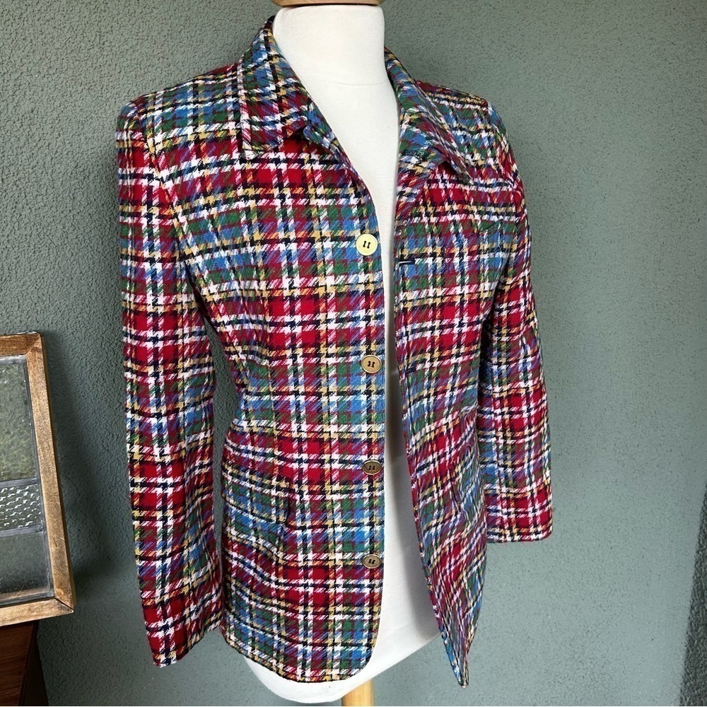Vintage Liz Claiborne Wool Blend Plaid Jacket Blazer | Liz Wear | Size 6P